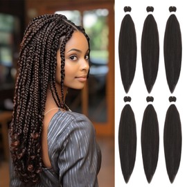 30 Inch Pre Stretched Braiding Hair，6 Packs Soft Yaki Texture EZ Braid for Box Braids Hot Water Setting Synthetic Fiber Hair Extensions（4#）