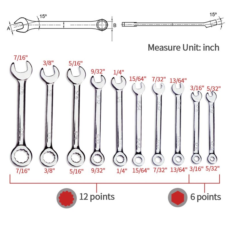 SPEEDWOX Mini Spanner Set SAE Ignition Wrench Set 10 Pcs