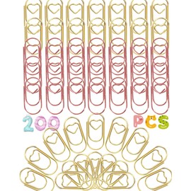 200 Pcs Gold Love Heart Shaped Paper Clips, 0.8inch Small Paper Clips for Funny, Small Mini Paperclips Paper Clamps for Office School Home Desk Organizer（100 Gold,100 Rose）