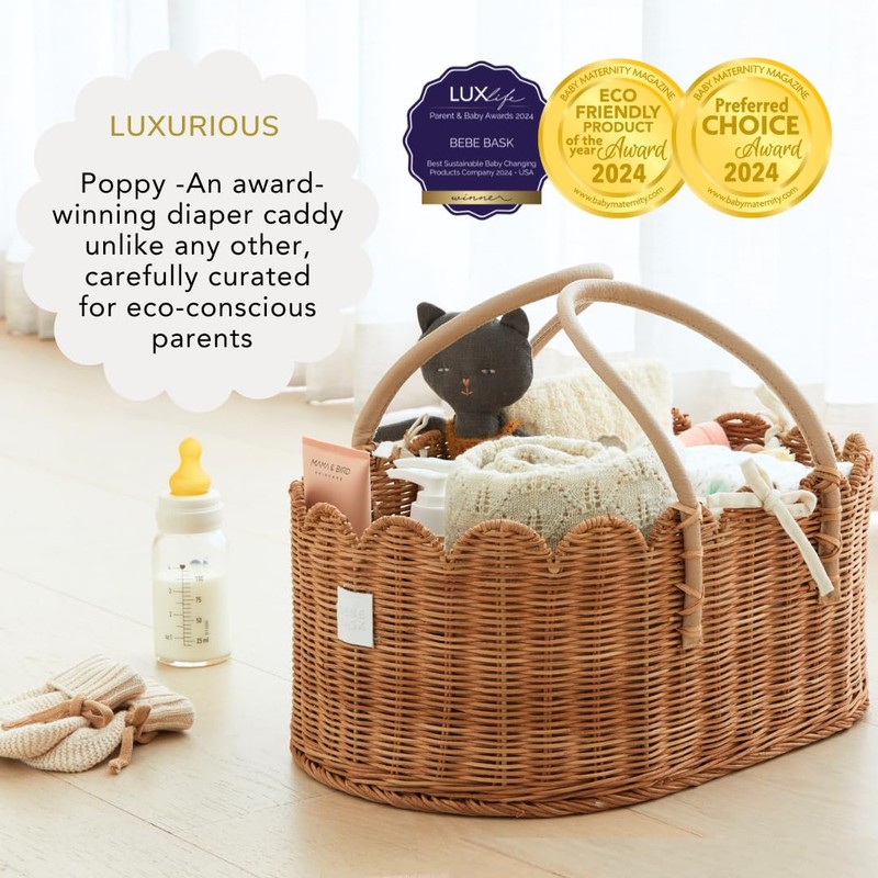 BEBE BASK Premium Baby Diaper Caddy Organizer - Handmade &