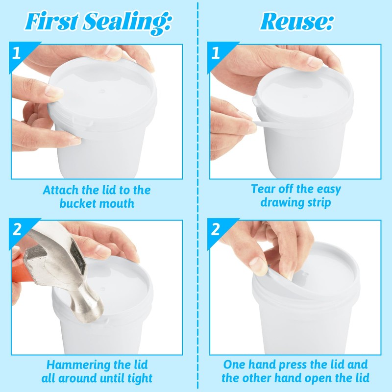 AKOLAFE 8 Pack Small Paint Bucket for Painting 1 Quart