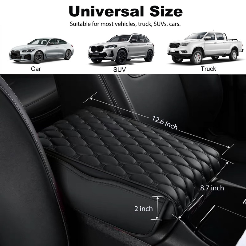 Car Center Console Cover, Leather Memory Foam Car Armrest Cover