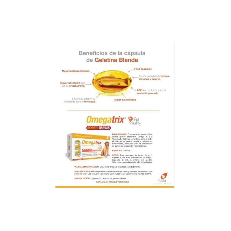 Omegatrix Suplemento Nutricional P/perro 30 Caps Omegas 3y6