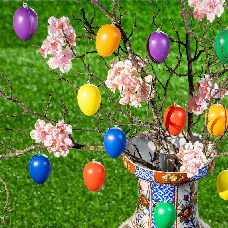 com-four® Colourful Easter Eggs for Easter Decoration, Coloured Plastic Eggs