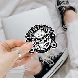 3Pcs Union Sheet Metal Workers Sticker Skull Helmet Industrial Trade Metalworker Gift Men Tough Proud Worker Union Sheet Metal Workers Skull Stickers Car Decal for Laptop Water Bottle Toolbox 3"