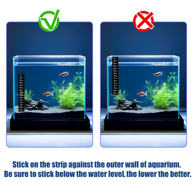 AQUANEAT 6 PCS Aquarium Thermometer Strips, Fish Tank Thermometer Sticker,