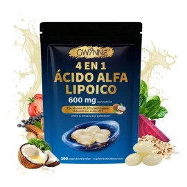 Gwynne Ácido Alfa Lipoico 600mg Suplemento Antioxidant Energía Apoyo Metabolismo B12 Benfotiamina 300 Cápsulas Blandas