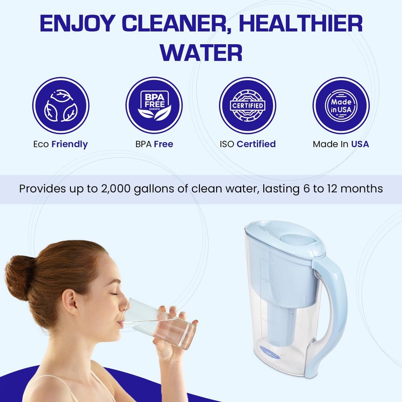 Crystal Quest Water Filter Pitcher - 12-Cup Capacity, Includes 1