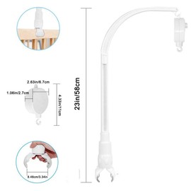 AICMEI 23 inch Baby Crib Mobile Bed Bell Holder Arm Bracket, with Music Box, The Claw Part Can Be Adjusted Width-DIY Toy Decoration