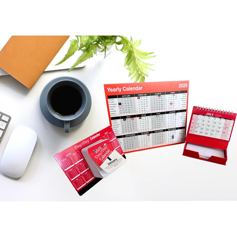 2025 Desktop Month to View Calendar Tear Off and Memo