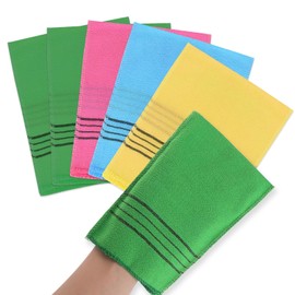 Sibba 5 x Asian Exfoliating Gloves Double Sided Korean Scrubbing Wash Cloth Italy Towel Remove Dead Skin Callus Scrubber Shower Exfoliating Glove Bath Accessories Multicolor