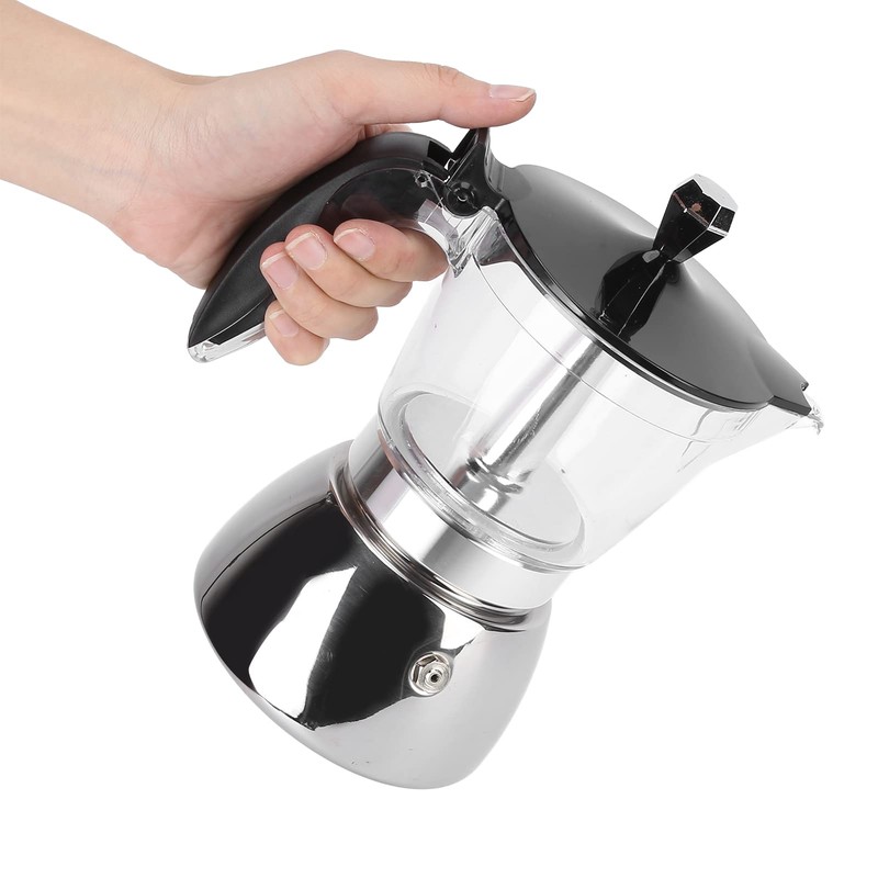 Yusat 6 Cups Stainless Steel Coffee Pot Italian Octagonal Household