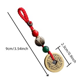2pcs Chinese Fortune Coins Pure Copper Feng Shui Coins Red String Five Emperor Money Coins Ancient Chinese Coins Health Happiness Wealth Prosperity Success Lucky Charm.