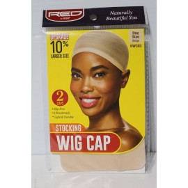Kiss Red By Kiss Stocking Wig Cap ~ 2 Caps in a Pack Upgrade 10% Larger Size - Beige