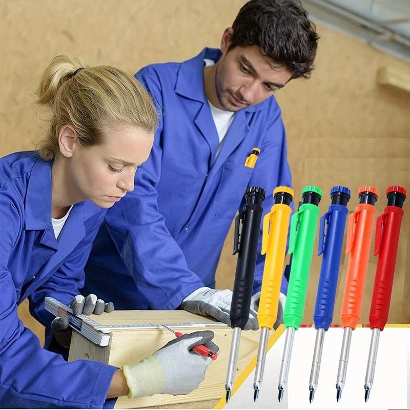 Deep Hole Solid Carpenter Pencil Set, Including 2 Counts Pencil