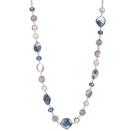 FULU AUTUMN Long Pearl Necklace Women's Boho Long Stone Necklace Statement Jewellery Best Friend Gifts, Crystal Stone Pearl, No Gemstone