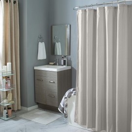 Bath Bliss 70" x 72"in Silver, Microfiber Soft Touch Dash Design Shower Curtain Liner, Machine Washable, Rust Resistant Grommets, Repels Water