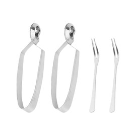 BESTonZON Snail Tongs, 4-Piece Snail Tongs Set, Stainless Steel Snail Tongs, Snail Clip, Snail Fork, Seafood Forks for Snails, Fruit Salad, Tea Bags, Ice Snail Forks
