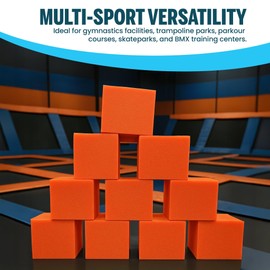 Foamma Orange Foam Pit Cubes/Blocks 8 x 8 x 8 10 Pack for Gymnastics, Freerunning and Parkour Courses, Skateboard Parks, BMX, Trampoline Arenas