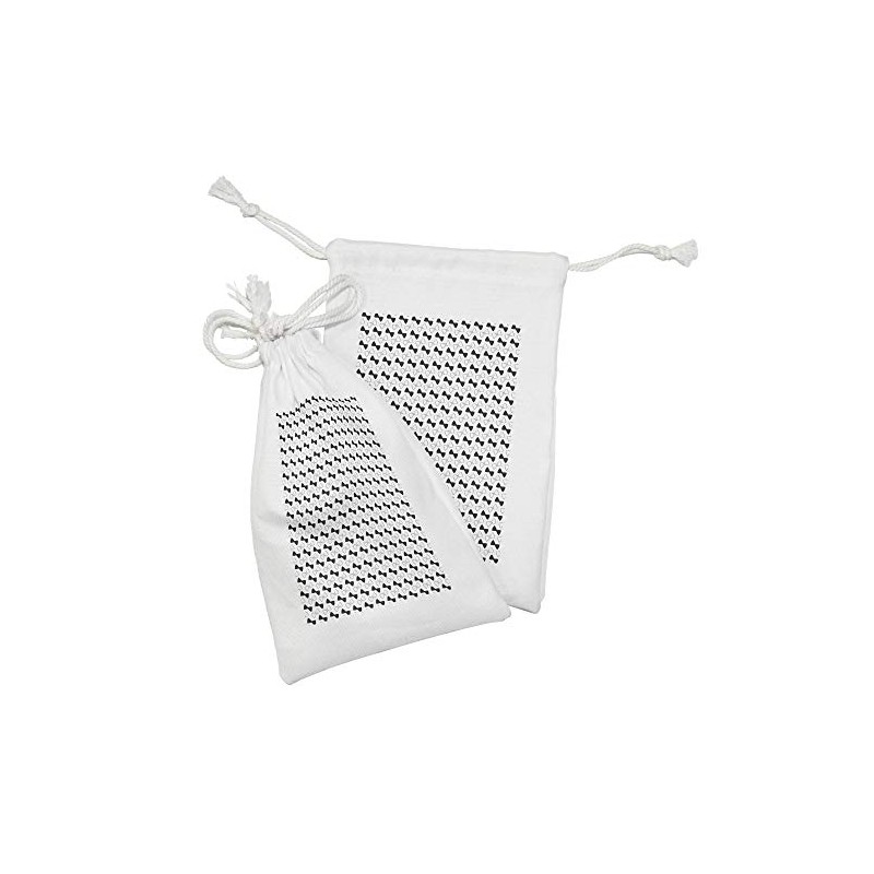 Lunarable Bow Fabric Pouch Set of 2, Simplistic Design Monochrome