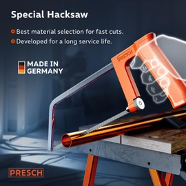 Presch Junior Hacksaw 200mm - with Universal Saw Blade for Precise cuts - Quick Change of Saw Blades - Ergonomic Handle for Better Sawing - Small Hand Saw for All Materials Like Wood, Metal, etc.