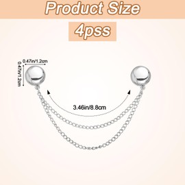 4pcs Magnetic Clips, Multi-Function Button Clips Pinless Magnet Pins for Clothing Accessories, Sleeves, Skirts, Dresses (Silver)