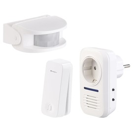 CASAcontrol Accessories for Doorbell Set: Socket Wireless Bell Set with Kinetic Button and Motion Sensor (Doorbell Complete Set, Wireless Bell)