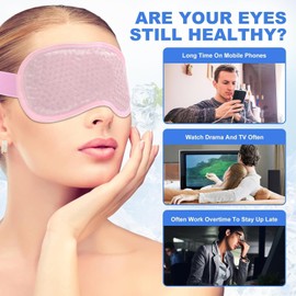 Máscara de Ojos Refrescante de Gel para Ojos, Antifaz Gel Frío Ojos, Mascarilla Refrescante para los Ojos, Fría o Caliente, para Ojos Hinchados,Migrañas,Ojeras (Rosa)