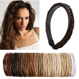 Elegant Head Hoop Braided Plaited Hair Headband Headwear Synthetic Hairpiece Fishtail Braided Hair Band For Girls Women Accessorries Highlighted, Dark Brown