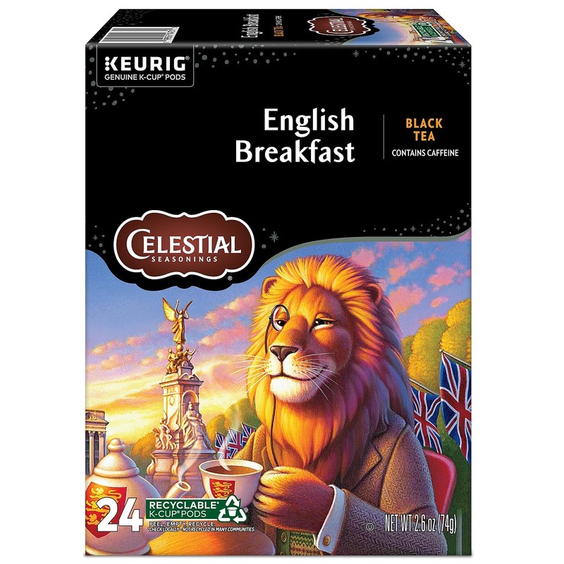 Celestial Seasonings English Breakfast Black Tea, Single-Serve Keurig K-Cup Pods,