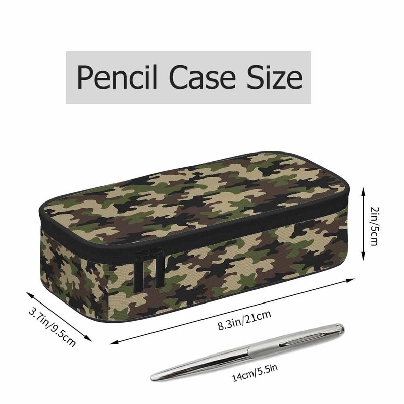Xuwenz Camouflage Pencil Holder Bag Brown Green Abstract Modern Pattern