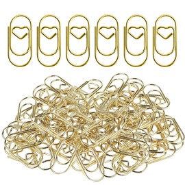 Gold Paper Clips, 200 Pieces Paperclips Small Cute Heart Paper Clip Small Metal Paperclip for Office Document Organizing Wedding
