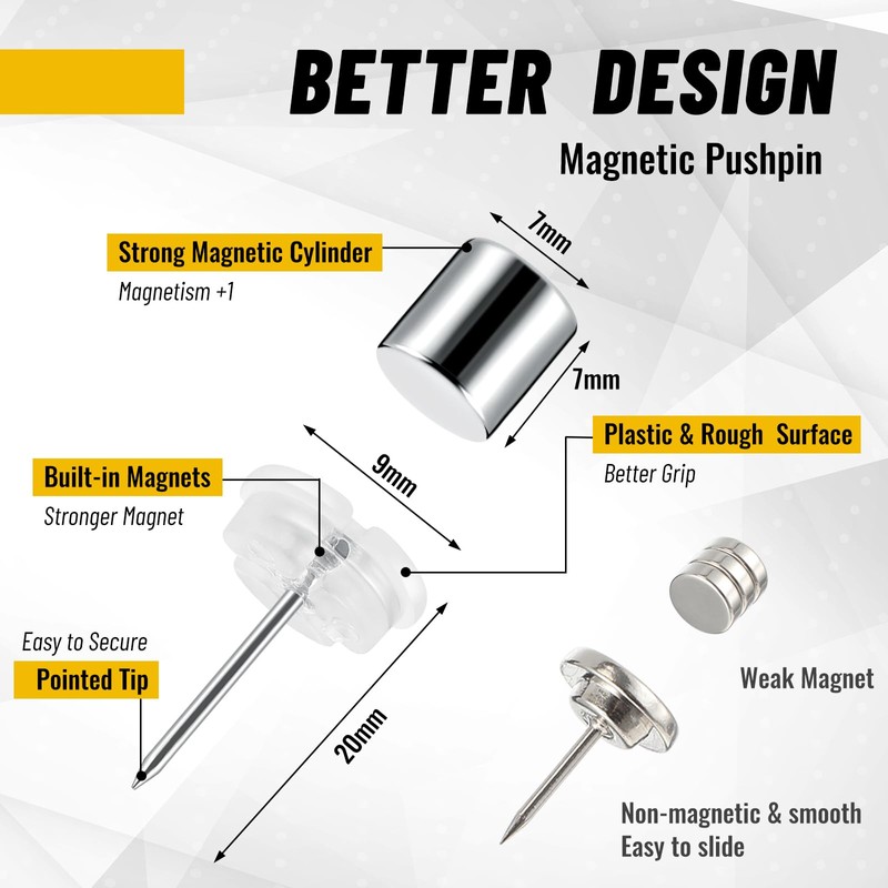 Outus 20 Sets Magnetic Push Pin Magnet Thumb Tack Poster