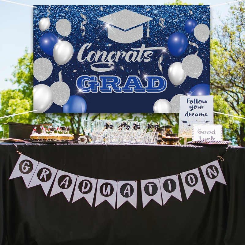 Congrats Grad Backdrop Banner | 2025 Graduation Party Decorations |