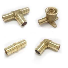 (Pack of 34) EFIELD Pex Fitting Combo with 1/2" Drop-Ear Elbow(4 PCS) 1/2" Tees"T" (10 PCS), 1/2" Elbows (10 PCS), 1/2" Couplings (10 PCS) LEAD FREE