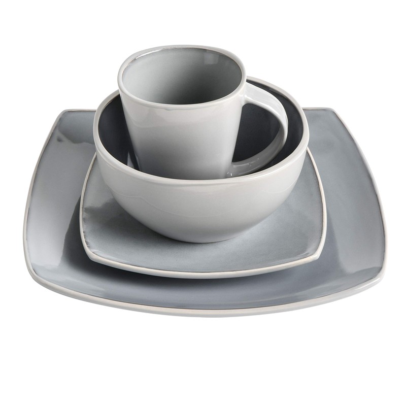 Gibson Elite Soho Lounge Square Reactive Glaze Stoneware Dinnerware Set,