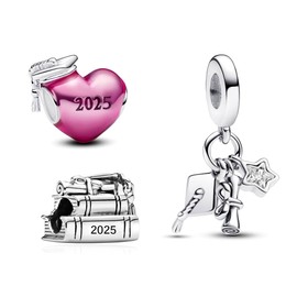PHCLASY 2025 Graduation Cap Set Charms Compatible for Bracelets Graduation Jewelry Women's Bead Charms
