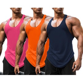 Babioboa Mens Workout Tank Top 3 Pack Quick Dry Gym Muscle Tee Fitness Bodybuilding Training Sleeveless T-Shirt