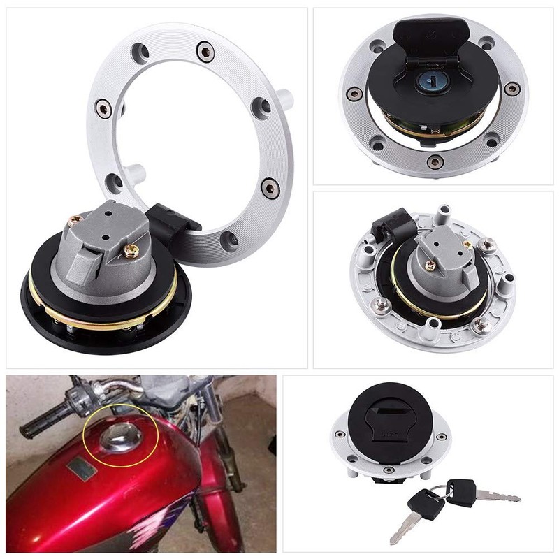 Fuel Cap Cover, Aluminium Fuel Cap Lock with Key Motorcycle