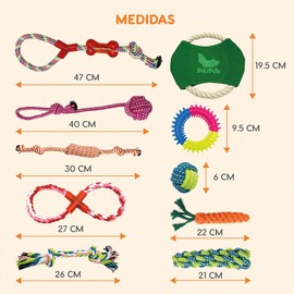 Juguete de Cuerda para Perros, 10pc, Cuerdas para morder y y Jugar, con Sonidos para Cachorros, duraderos y Resistentes