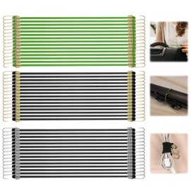 Roucerlin 45 Pieces Small Bungee Cords with Hooks, 10" Elastic Rubber Bungee Straps, Heavy Duty Outdoor Bungee Rope for Bike Tent Camping Luggage (Green, Black, Silver)