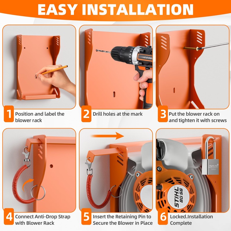 HEIWUKONG Blower Rack for Stihl BG-50,BG-56,BG-66,BG-86,Handheld Leaf Blower Wall Mount