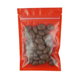 Resealable Red with Window Plastic Flat Reusable Zipper Smell Proof Coffee Beans Food Storage Heat Sealable Packaging Bags for Small Business, Home Use, Bulk (100, 2.95 inch x 5.12 inch)