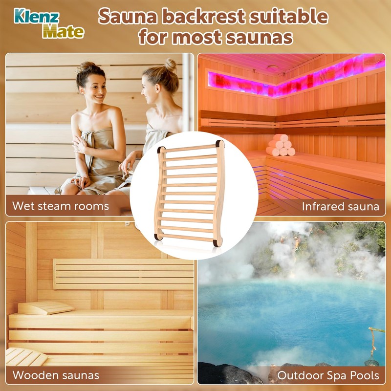 KlenzMate 2 Pcs Upgraded Sauna Backrest, 20" Sauna Accessories, S-Shaped