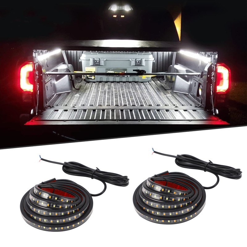 2pcs Running Board LED Lights 800LM White Amber 12V to