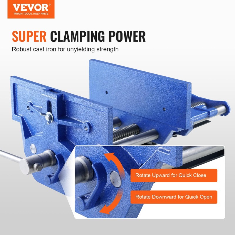 VEVOR Woodworking Vise, 13 inch Woodworking Bench Vise, Heavy-duty Cast