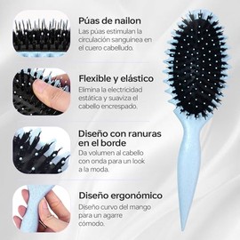 Cepillo Para Cabello Rizado Para Mujeres, Peine Para Peinar Ondas, Peine con Colchón de Aire, Aplicable al Cabello Rizado y Similar a La Ola(Azul)