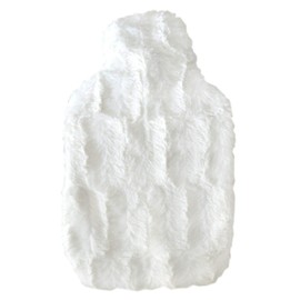 Hugo Frosch Classic Hot Water Bottle 1.8 L with Cover Animal Fur Look White Envelope Closure