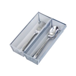 Smart Design Drawer Organizer - (9 x 3 Inch) - Steel Metal Mesh Tray - w/ Interlocking Arm Connection - Utensils, Silverware, Organization - Kitchen [Silver]