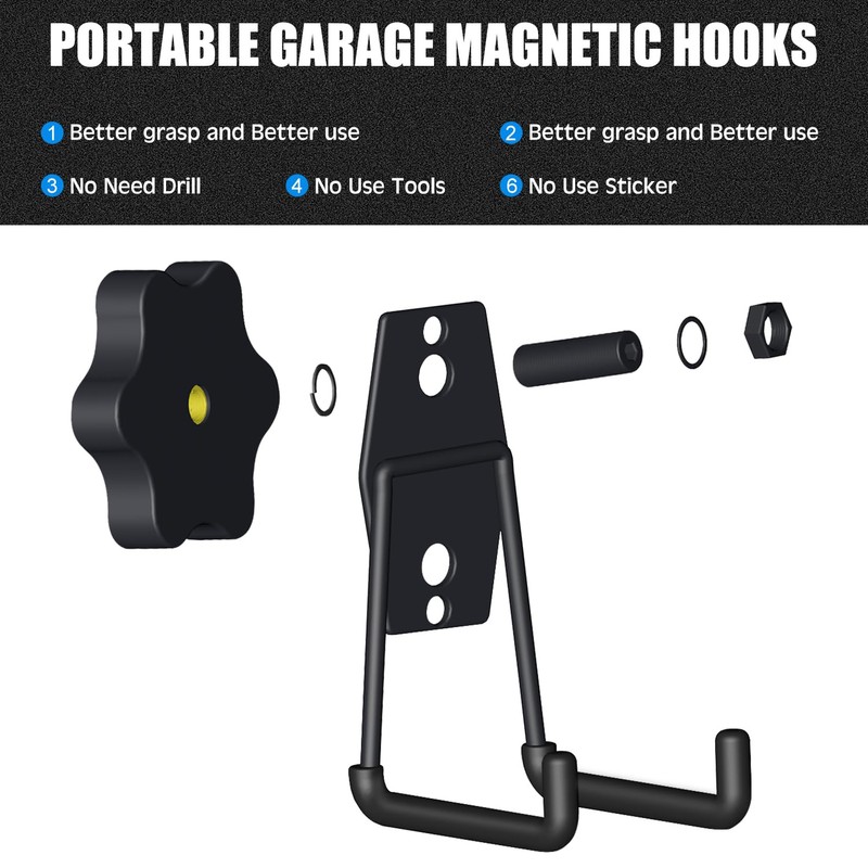 GUNPJONE Strong Garage Magnetic Hooks, 2Pcs Large Heavy Duty Magnetic